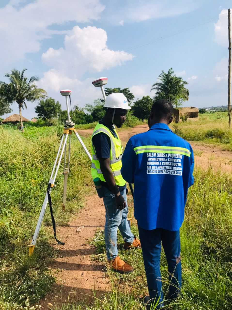 EmDor surveyors working on a land site in Ghana